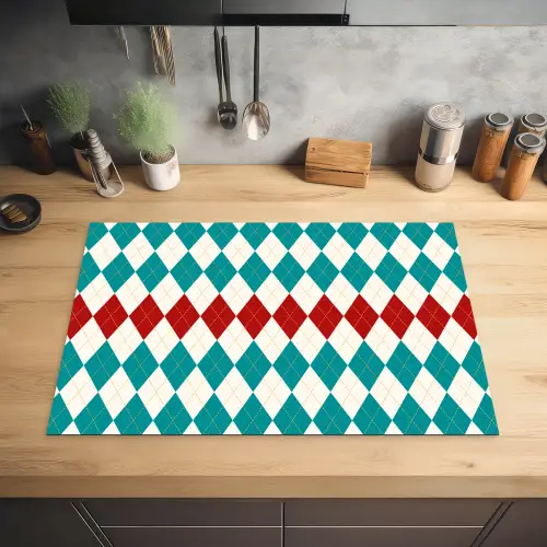 Illustratie - Ruiten - Rood - Groen Inductie beschermer vinyl 3mm klein 276 -sfeer5