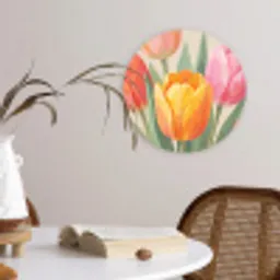 Tulpen - Abstract - Kleurrijk Wandcirkel kunststof plaat 5mm dik klein -sfeer4