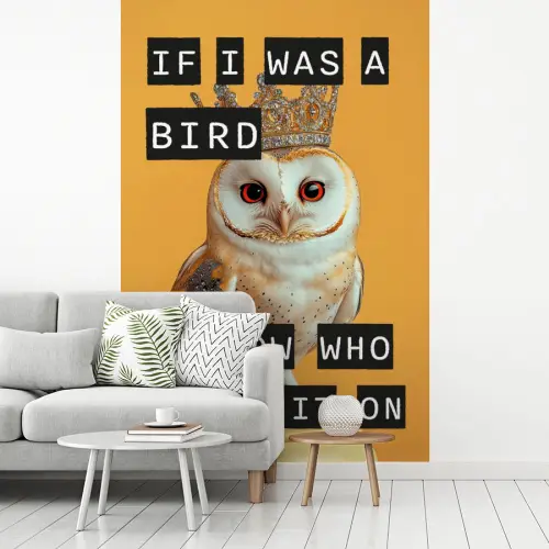Geel - Uil - Vogel - Decoratie fotobehang vinyl groot -woonkamer