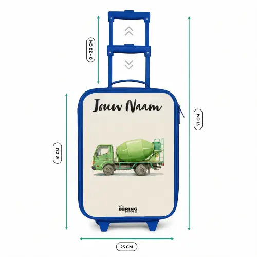 Betonmixer - Getekend - Groen Kinderkoffer - Blauw klein -productfoto_formaten