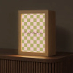 Patroon - Geblokt - Olijfgroen - Amore Light Box met kabel (Tafellamp) klein -z3d_website
