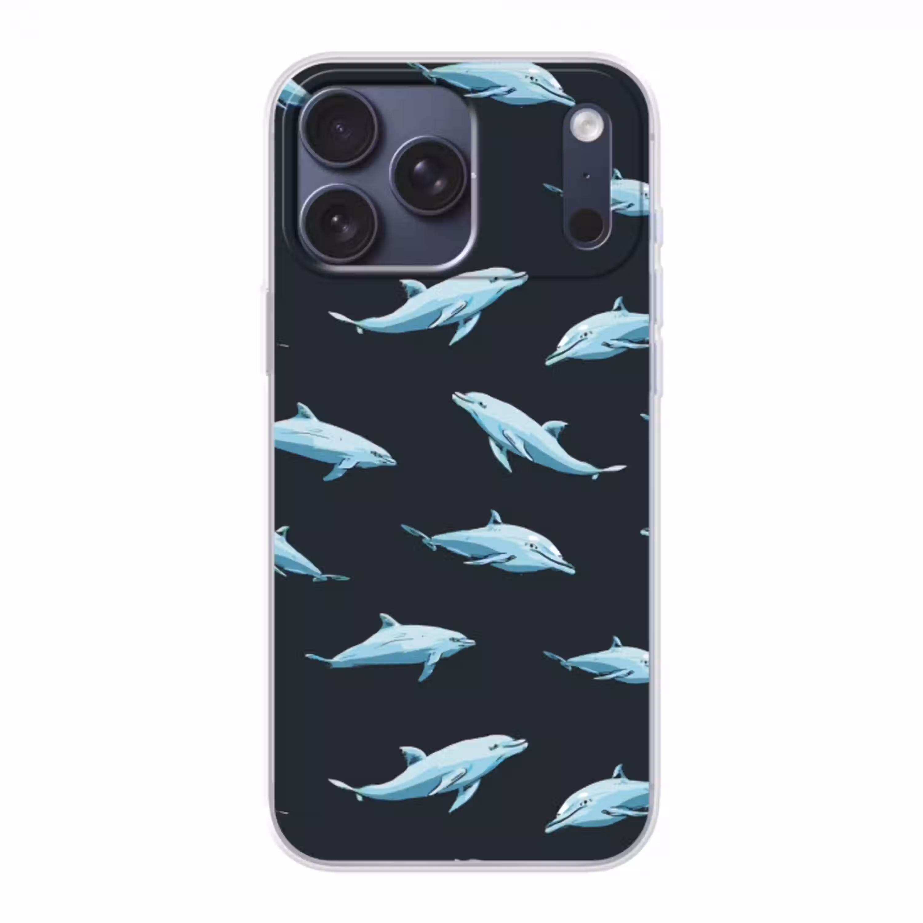 Dolfijnen - Patroon - Blauw - Grijs Telefoonhoesje iPhone 17 Pro Max klein -3d