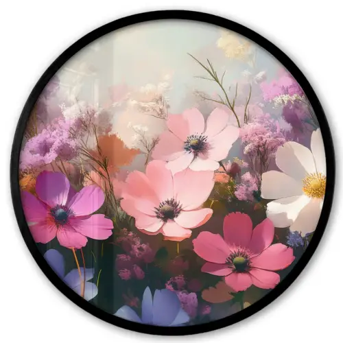 Bloemen - Kleurrijk - Bloei Fotolijst rond zonder passe partout klein -3d