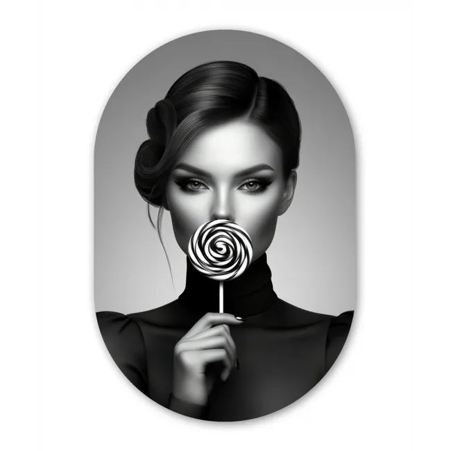 Muurovaal - Vrouw - Lolly - Zwart