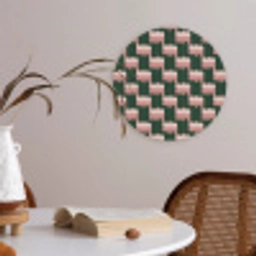 Vlechtpatroon - Groen - Roze - Geometrisch Akoestische PET Vilt - Rond klein 838 -sfeer3