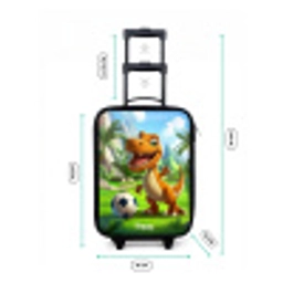 Dino met een voetbal in groen landschap Kinderkoffer - Zwart klein -productfoto_formaten
