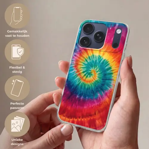 Regenboogkleuren - Tie dye - Telefoonhoesje iPhone 17 Pro klein -sfeer3_NL