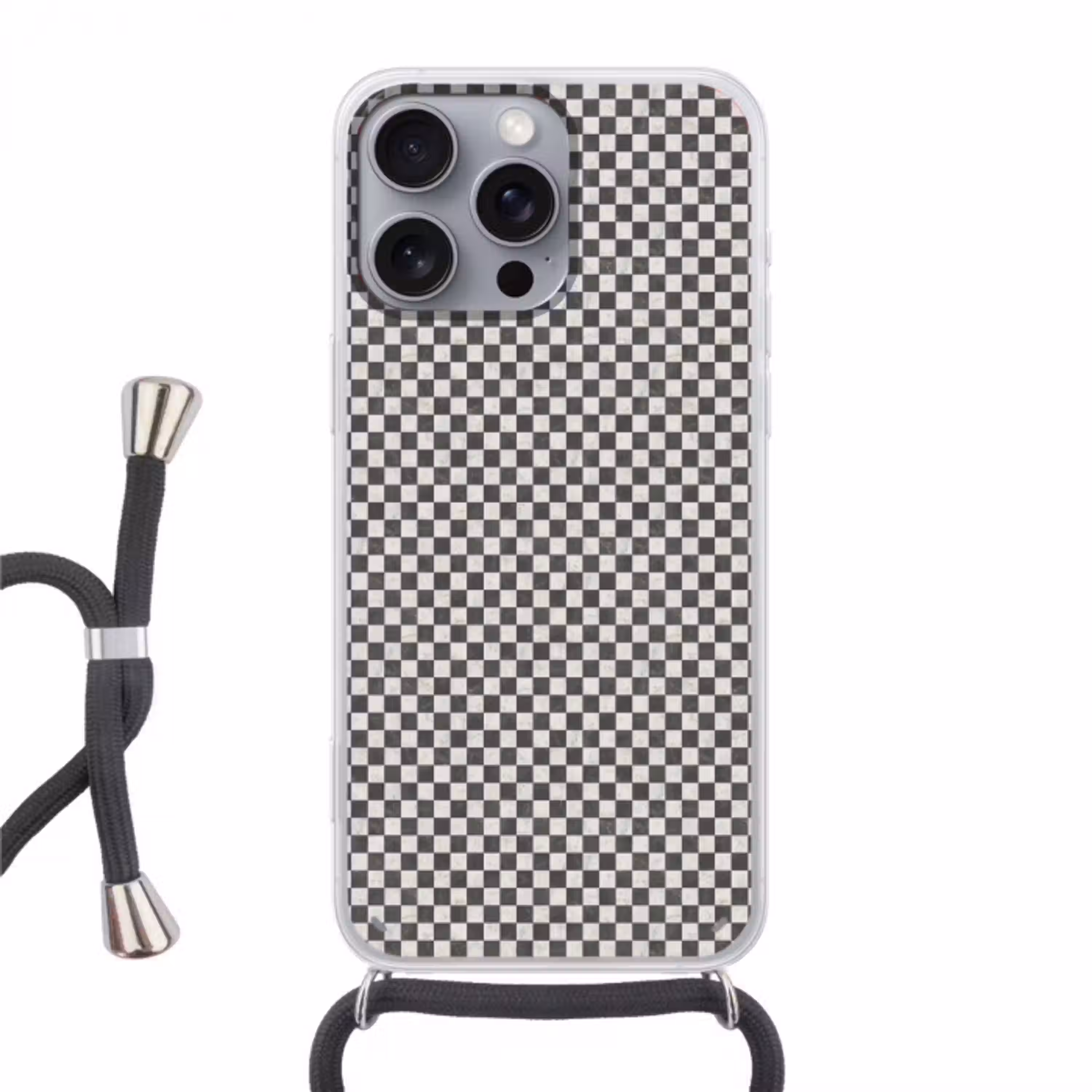 Marmer - Patroon - Grijs Hoesje iPhone 16 Pro Max met koord klein 804 -3d