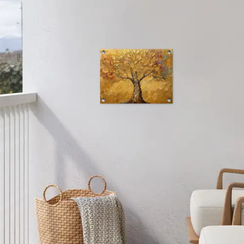 Goud - Boom - Abstract - Modern tuinposter los doek klein -sfeer8