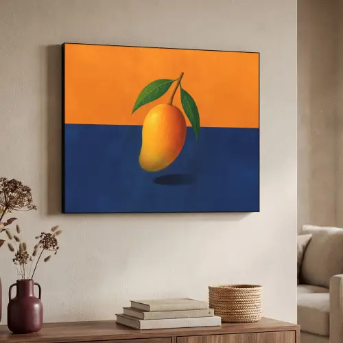 Mango - Vlakken - Bladeren - Oranje Textielframe zwart klein -sfeer3