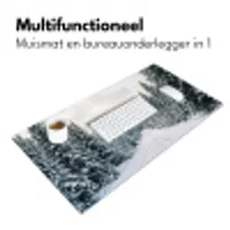 Weg - Sneeuw - Naaldbos - Winter - Avontuurlijk Muismat XXL klein -sfeer4