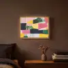 Abstract - Roze - Lappen - Vormen - Geel Light Box met batterij (Wandlamp) middel -sfeer4