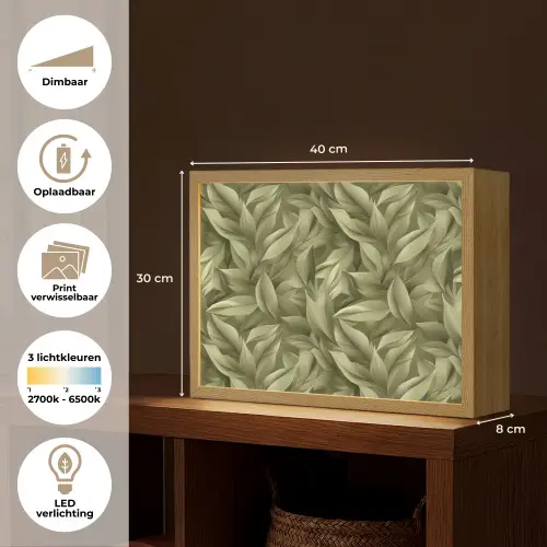 Bladeren - Modern - Groen Light Box met batterij (Wandlamp) middel 907 -USP_websiteoverzichtNL
