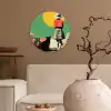 Retro - Meisje - Kat - Zon Wandcirkel kunststof plaat 5mm dik klein -sfeer1
