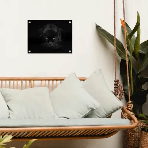 Panter - Dieren - Zwart - Ogen tuinposter los doek klein -sfeer7