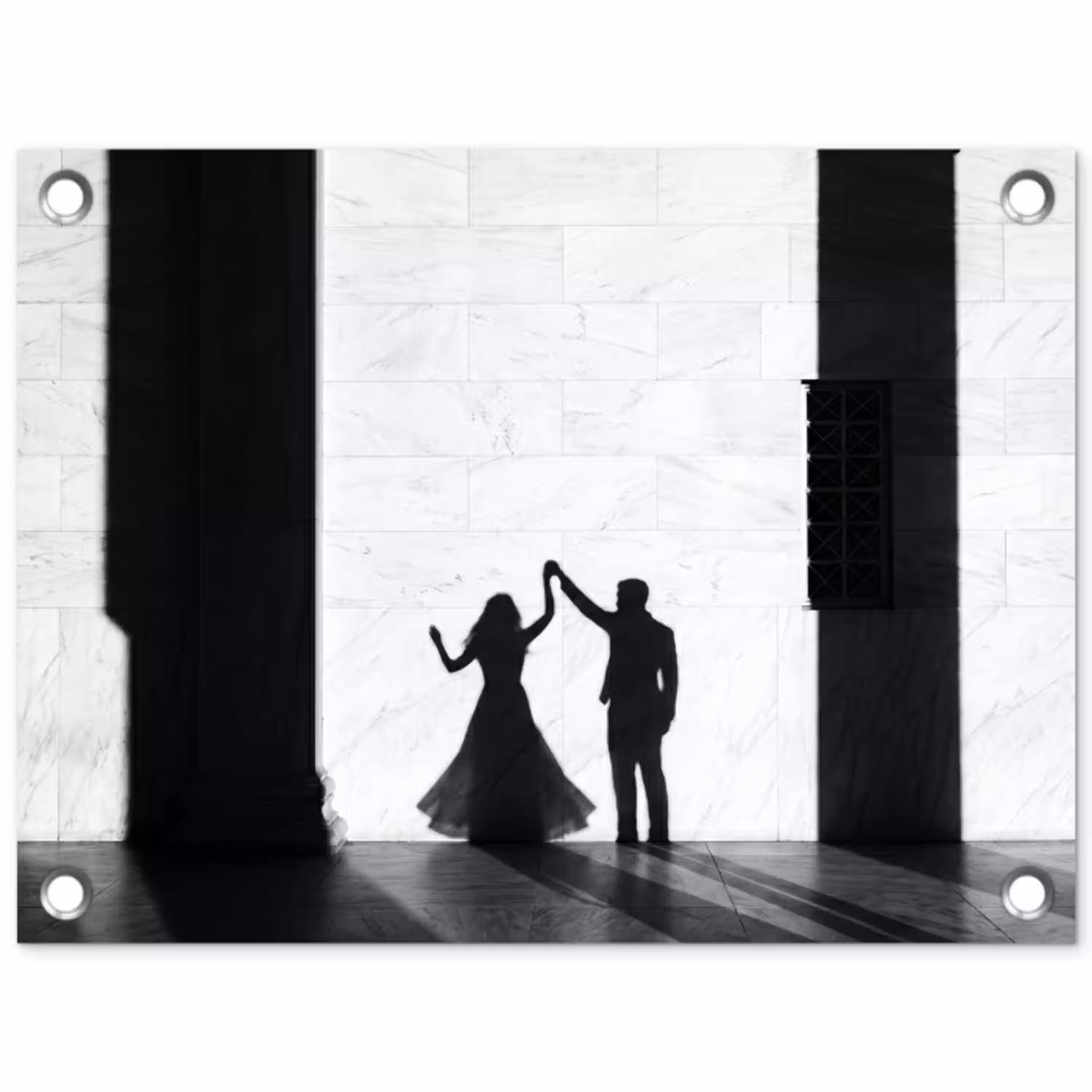 Mensen - Schaduw - Dans - Zwart-wit - Liefde tuinposter los doek klein -3d