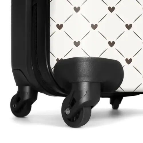 Crèmekleurige achtergrond met bruine hartjes NBS - Handbagage koffer - Volwassenen Unisex middel -wiel