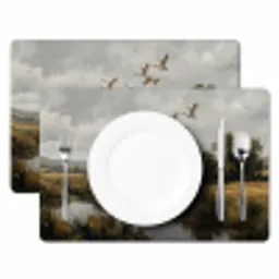 Eenden - Rivier - Landschap - Vlucht - Nostalgisch Placemat vinyl groot -zzsfeer2_Kitchenyeah-website