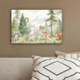 Bos - Dieren - Groen canvas 2cm klein -sfeer3