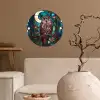 Uil - Mozaïek - Maan - Nacht Wandcirkel behangsticker klein -sfeer1