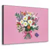 Bloemen - Quote - Kaartje - Kleurrijk Textielframe zwart klein -3d