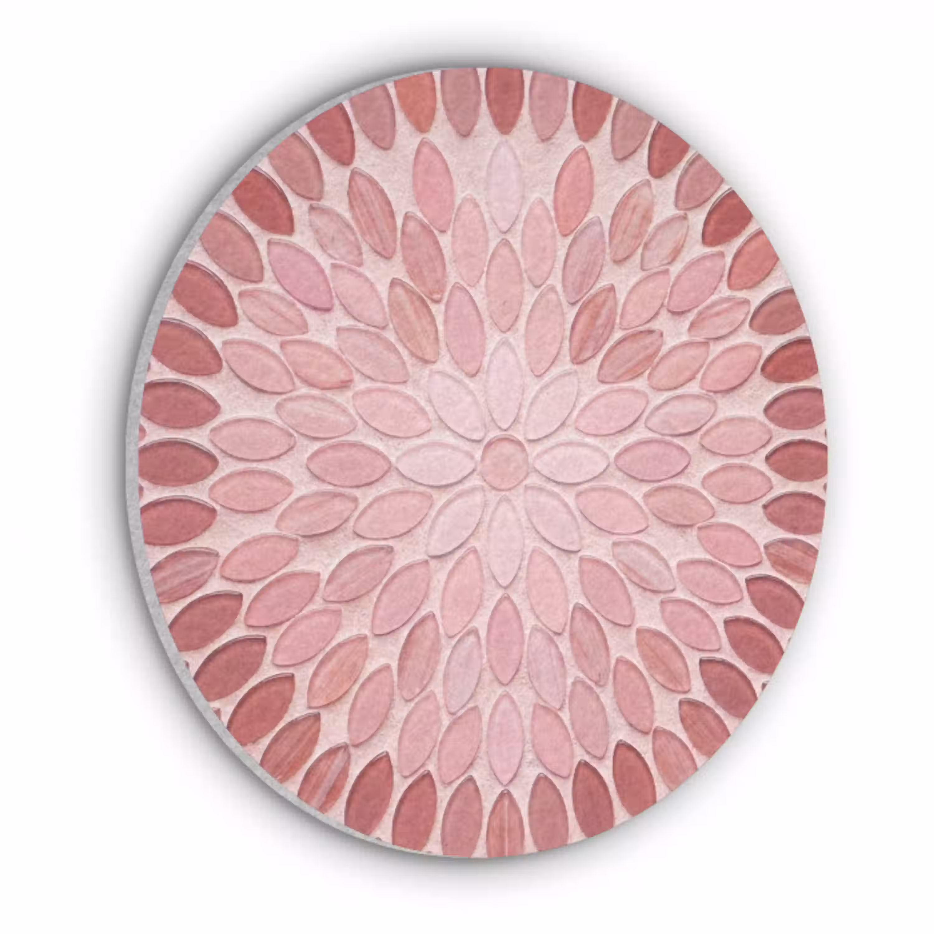 Patroon - Mozaïek - Ovaal - Abstract - Roze Akoestische PET Vilt - Rond klein -3d