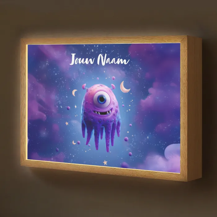 Monster - Ruimte - Sterren - Paars Light Box met batterij (Wandlamp kind) middel -z3d_website