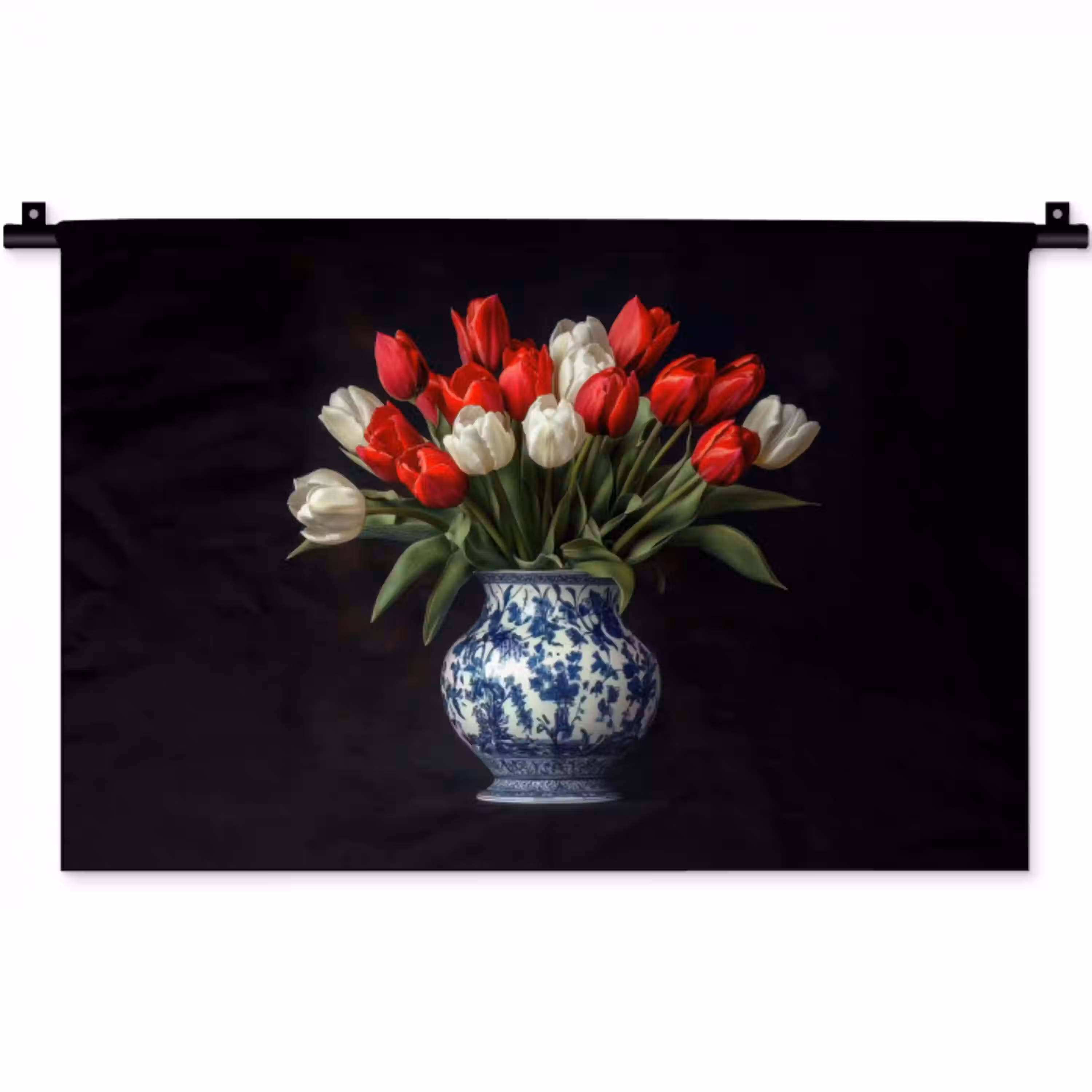 Rode - Bloemen - Tulpen - Vaas Wandkleed katoen klein -zz3d
