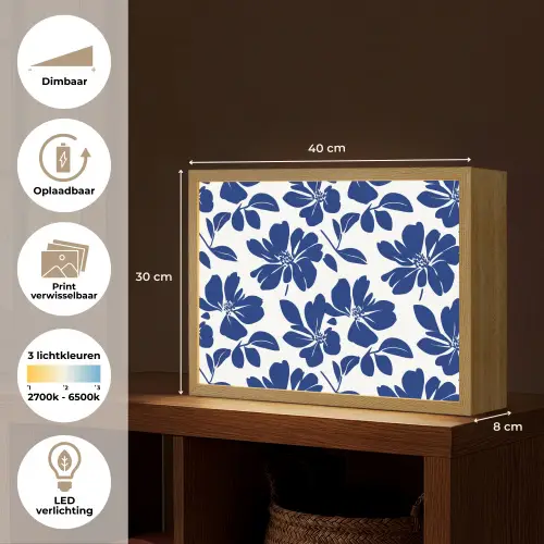 Floraal - Modern - Blauw Light Box met batterij (Wandlamp) middel 907 -USP_websiteoverzichtNL