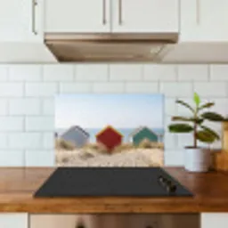 Strand - Huisjes - Kleurrijk - Duinen keuken achterwand spatscherm klein -sfeer2