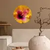 Geel - Hibiscus - Tropisch Wandcirkel behangsticker klein -sfeer1