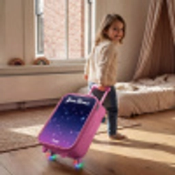 Sterren - Galaxy - Blauw - Roze Kinderkoffer - Roze klein -sfeer1
