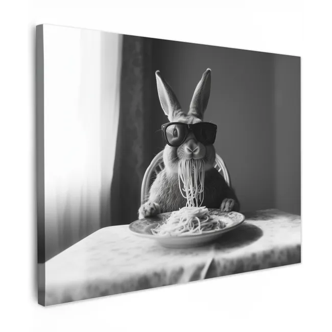 Canvas Print - Rabbit - Bunny - Sunglasses - Tablecloth - Pasta - Cute