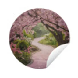Kersenbloesem - Natuur - Sakura - Pad - Japanse tuin Wandcirkel tuinposter met ringen klein -3d
