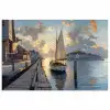 Zeilboot - Zon - Pier - Hout poster papier klein -3d