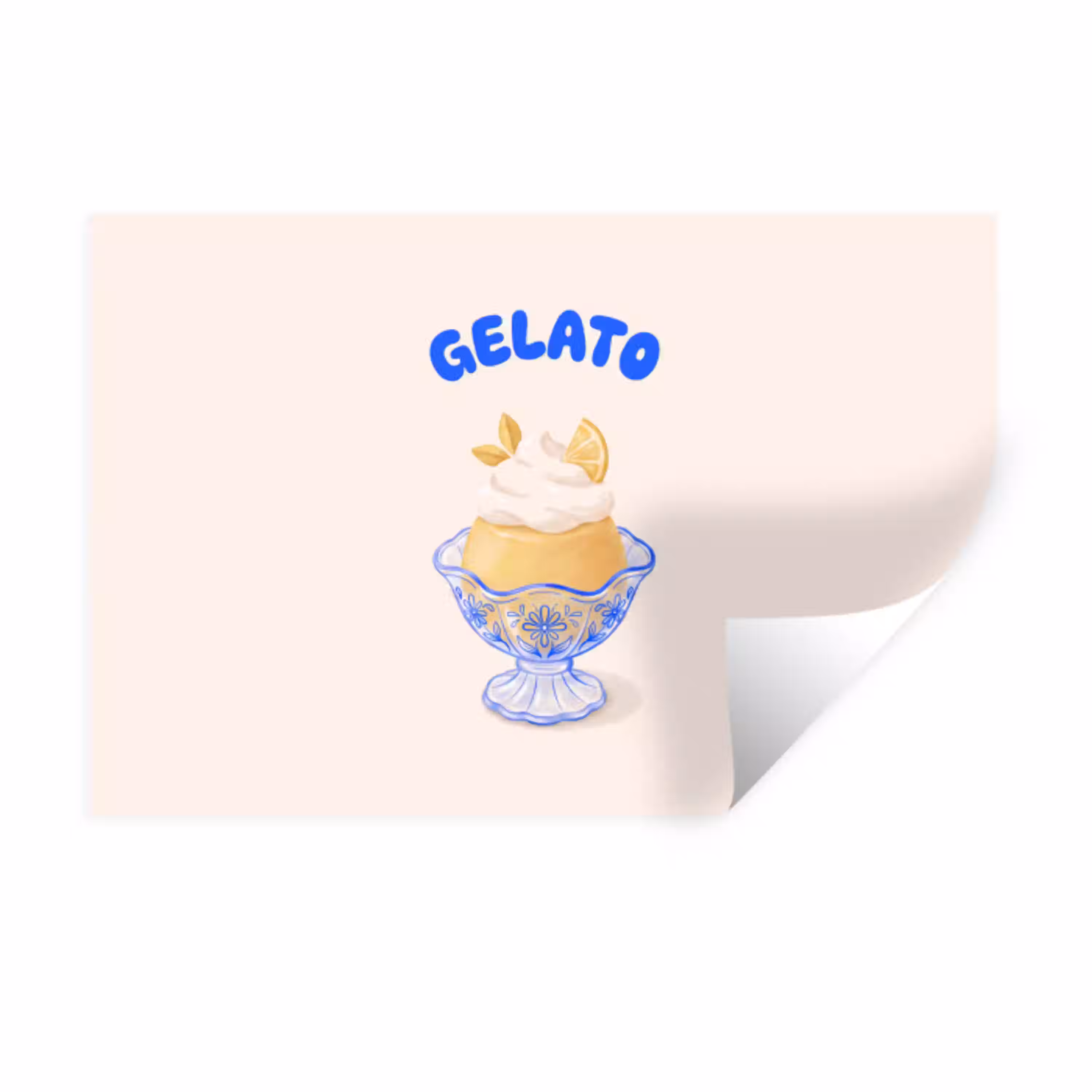 IJs - Citroen - Illustratie - Geel - Dessert Muursticker klein -3d