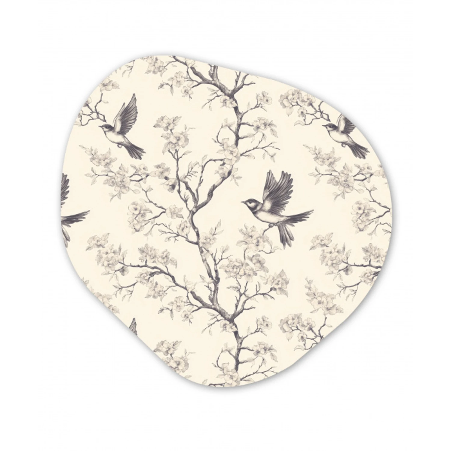 Takken - Vogels - Beige Wandcirkel Organisch Aluminium middel 851 -3d