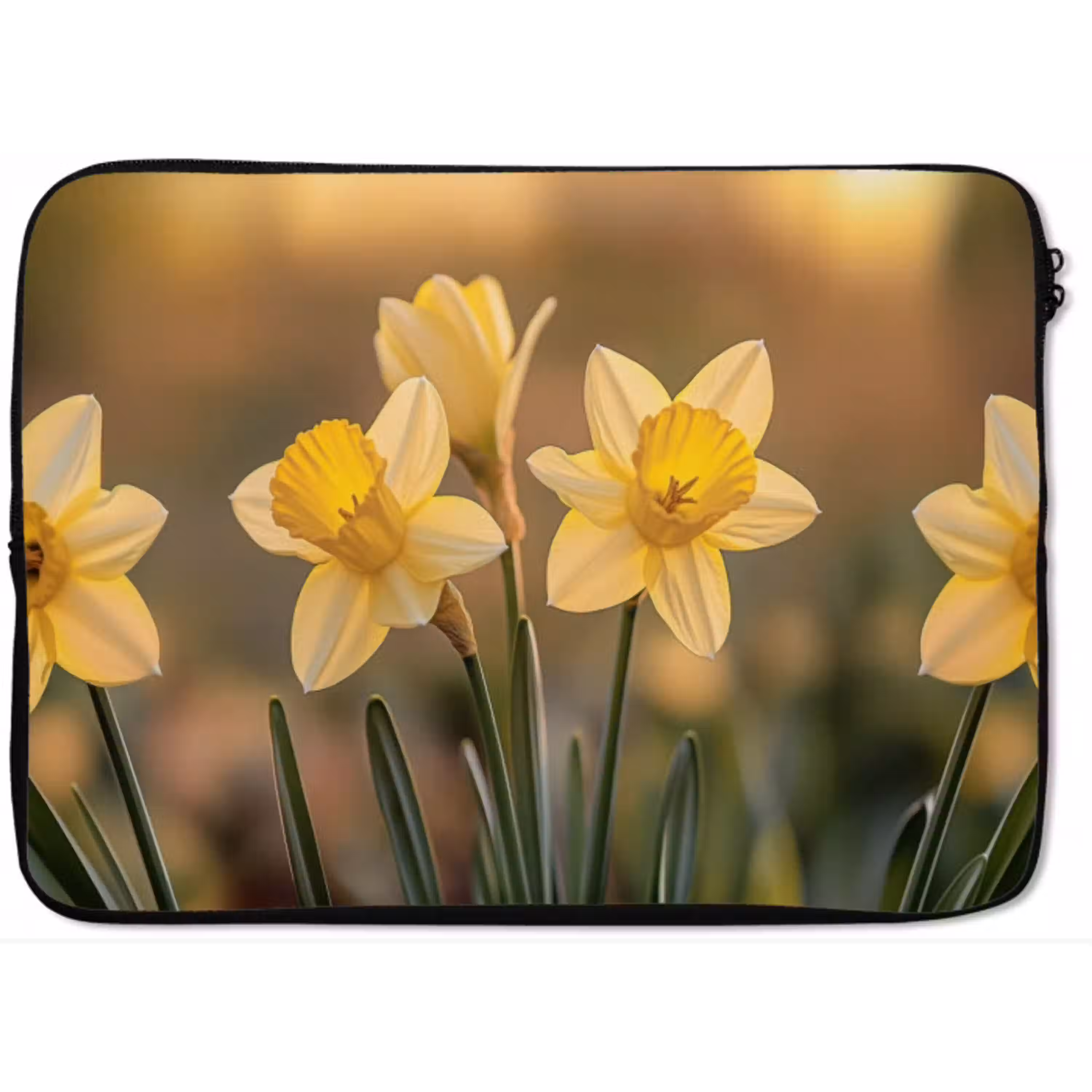 Bloemen - Geel - Wazig laptophoes neopreen klein -zkaufland3dotto