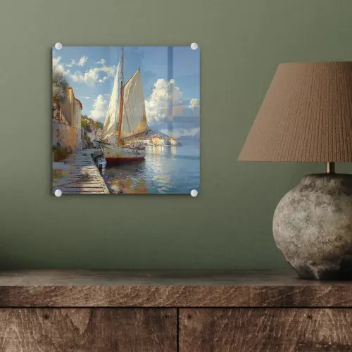 Zeilschip - Huizen - Kade - Zee plexiglas 5mm klein -sfeer3