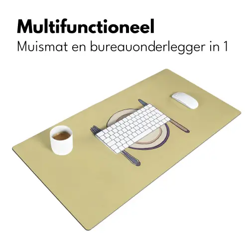 Illustratie - Bord - Bestek - Beige Muismat XXL klein -sfeer4