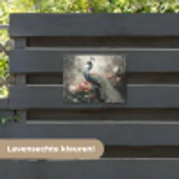 Pauw - Pauwenveren - Vogel - Jungle - Bloemen tuinposter los doek klein -sfeer3