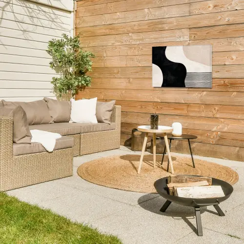 Abstract - Japandi - Beige - Modern Tuinposter op houten frame 2 cm dik klein -sfeer2