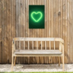 Neon - Groen - Licht Tuinposter op houten frame 2 cm dik klein -sfeer4