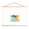 Planten - Sterren - Dinosaurussen - Oranje textielposter latten blank klein -3d