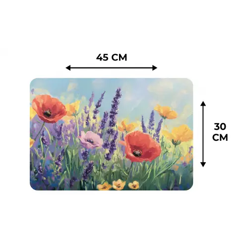 Weide - Bloemen - Kleurrijk Placemat vinyl groot -specs