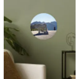 Schotse hooglander - Licht - Berg - Natuur Wandcirkel behangsticker klein -sfeer2