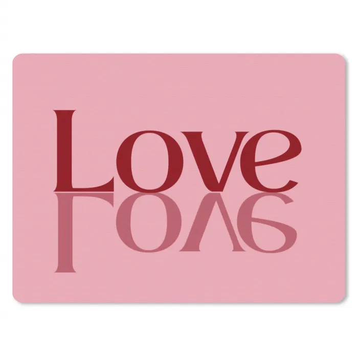 Love - Roze - Spiegeling muismat rubber klein -3d