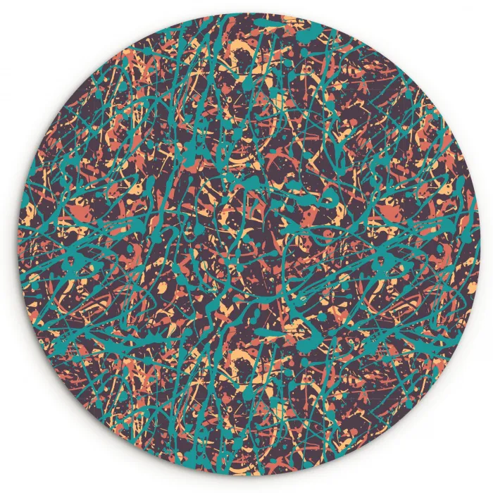 Spat - Abstract - Oranje - Groen Wandcirkel plexiglas klein 852 -3d
