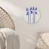Bloemen - Blauw - Lijnen - Bloemblaadjes Akoestische PET Vilt - Rond klein -sfeer4