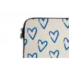 Hartjes patroon - Blauw - Beige - Liefde laptophoes neopreen klein -detail